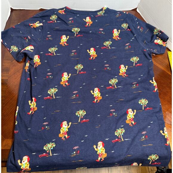 Denim & Flower Ricky Singh Tropical Santa Christmas Shirt Men’s Large Navy - Picture 4 of 6